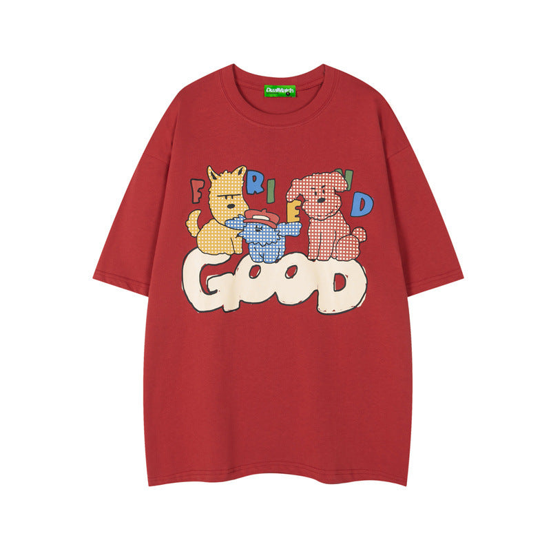 Hip Hop Shirts For Boys Cartoon Printed Short Sleeve T-Shirt Loose Casual Hip Hop