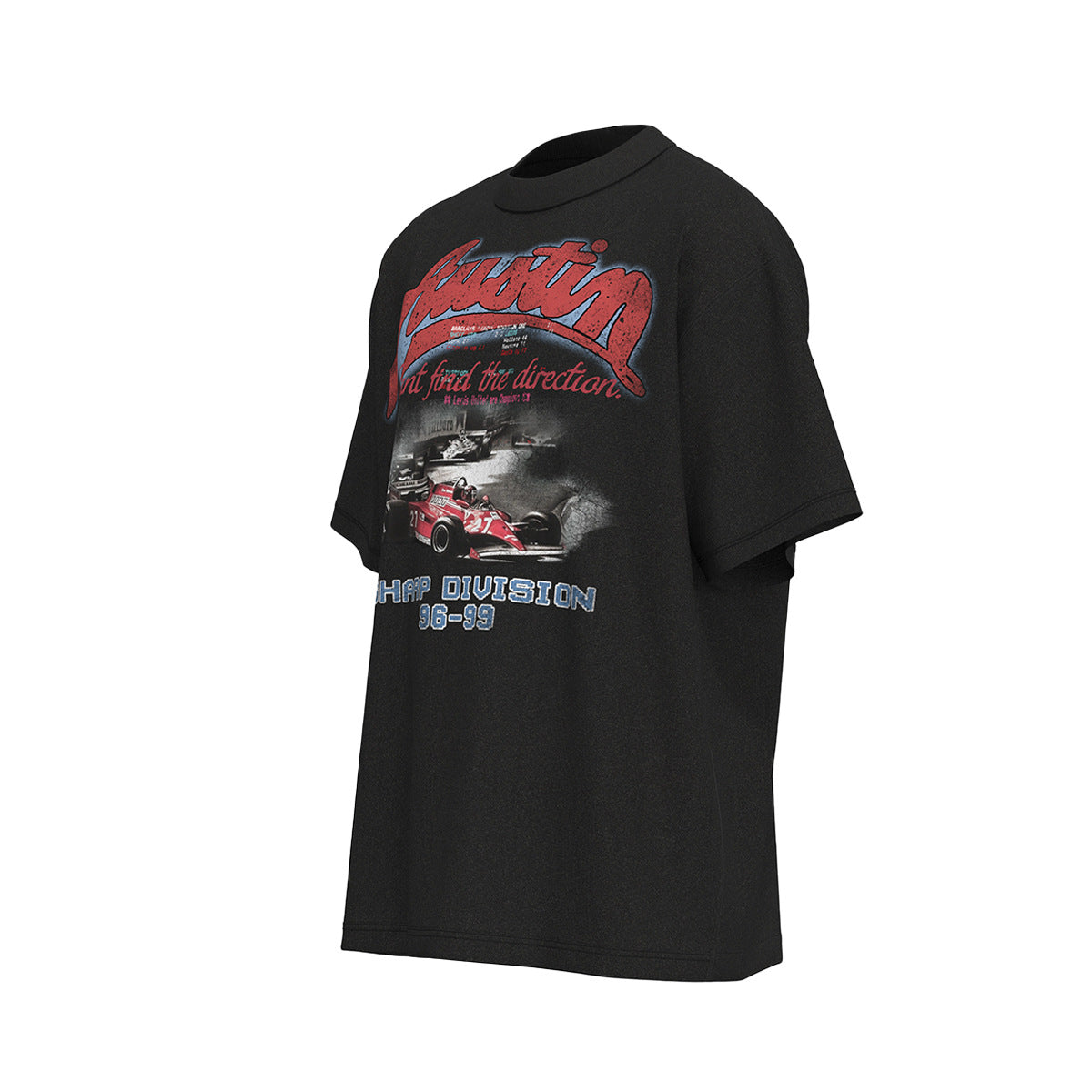 Racing oversized t shirt summer retro washed tee racing jersey printed t-shirt