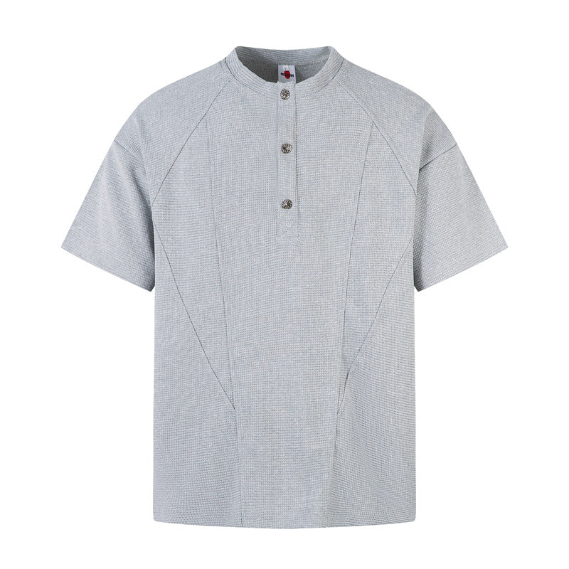 Casual Street Wear Summer Vintage Short Sleeve T-Shirt Waffle