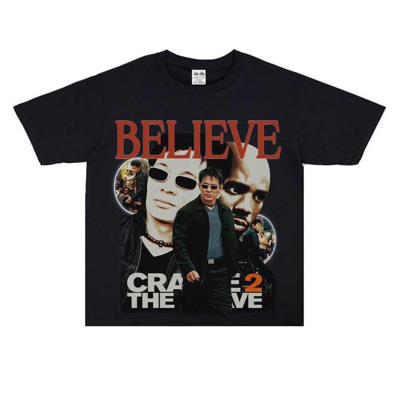 Film Star T Shirt Hong Kong Film Cradle to the Grave Loose Retro Street Cotton T-shirt Men and Women