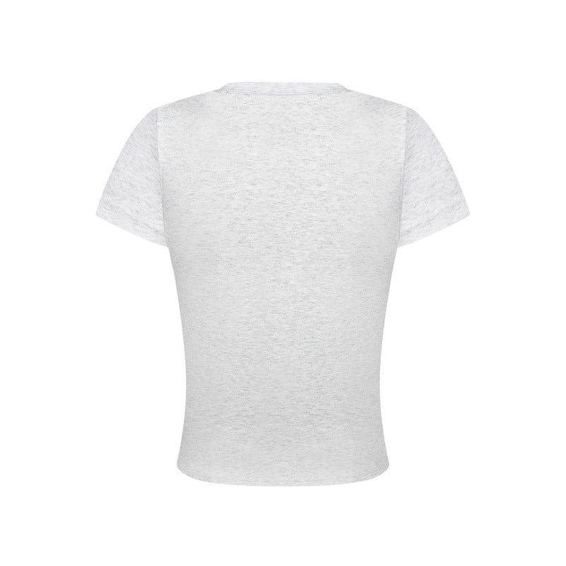 Casual Street Wear cute kitty print alphabet short sleeve t-shirt