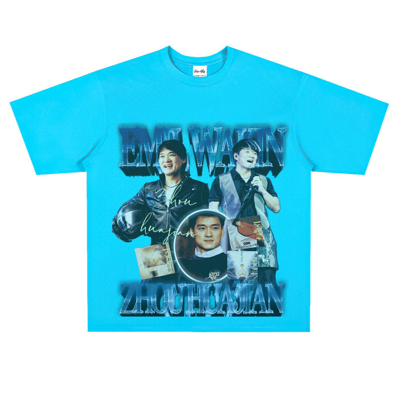 Film Star T Shirt Loose Heavy Retro Street Cotton T-shirt