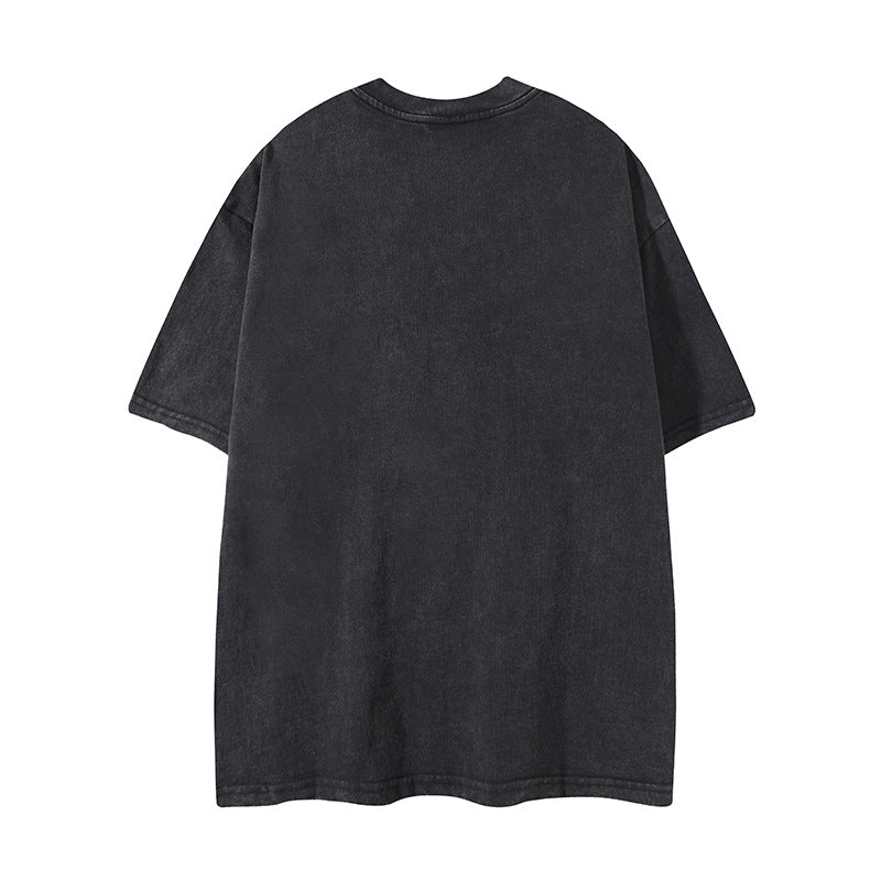 Distorted vintage summer retro washed old short sleeve t-shirt