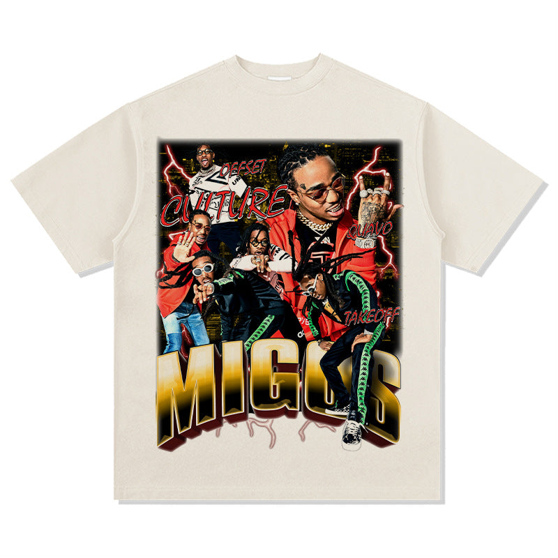 New york hip hop shop hip hop migos print vintage hiphop short sleeve t-shirt