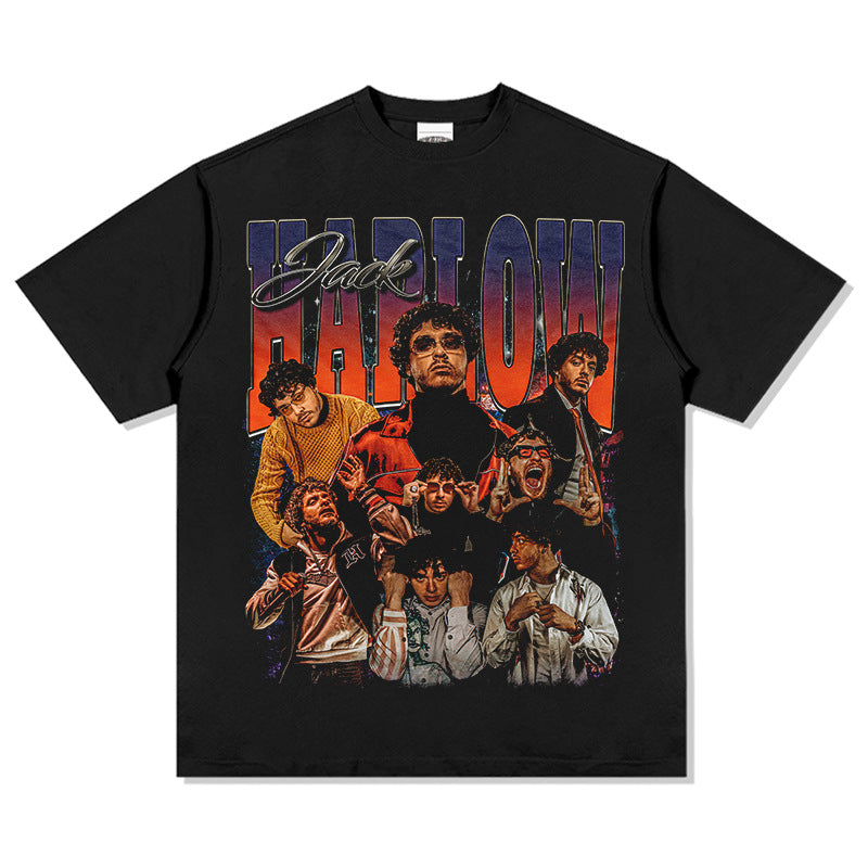 Marcas streetwear usa hip hop jack harlow print short sleeve t-shirt