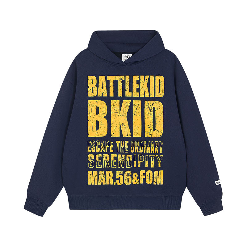 Streetwear Hoodie Alphabet Old Print Hooded Sweater Loose Casual Student Hoodie