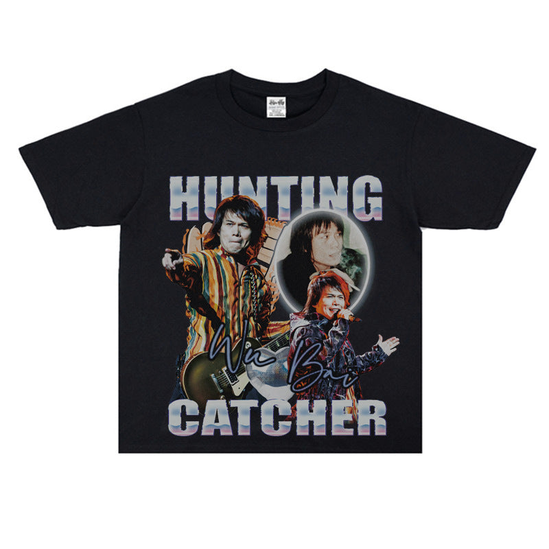 Film Star T Shirt Loose Heavy Retro Street Cotton American T-shirt Men and Women