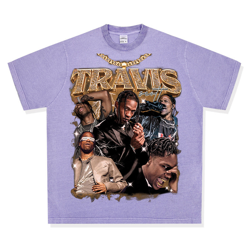 New york hip hop shop hip hop TRAVIS SCOTT print short sleeve t-shirt