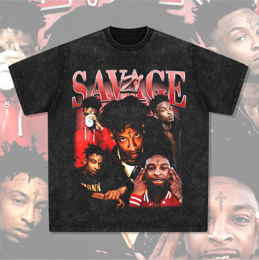 Cool t rapper VINTAGE hip hop rap 21 Savage print long sleeve short sleeve t-shirt