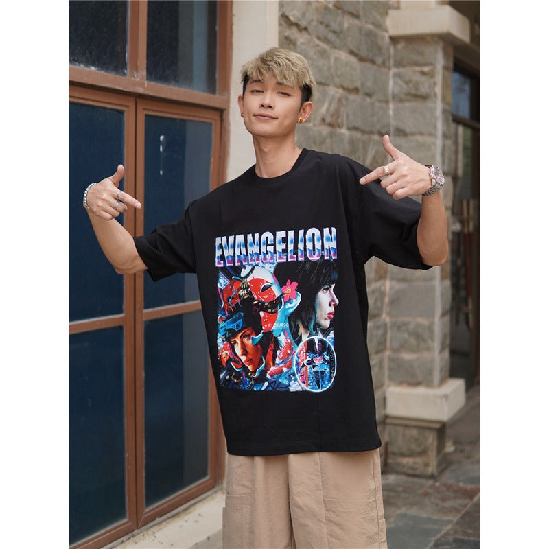 Film Star T Shirt European and American Classic Movie Attack Shell Mobile Team Short Sleeve Loose Retro Printed T-shirt