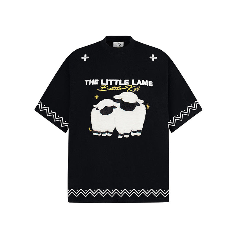 New York Hip Hop Style Vintage Sheep Print Top Summer Casual