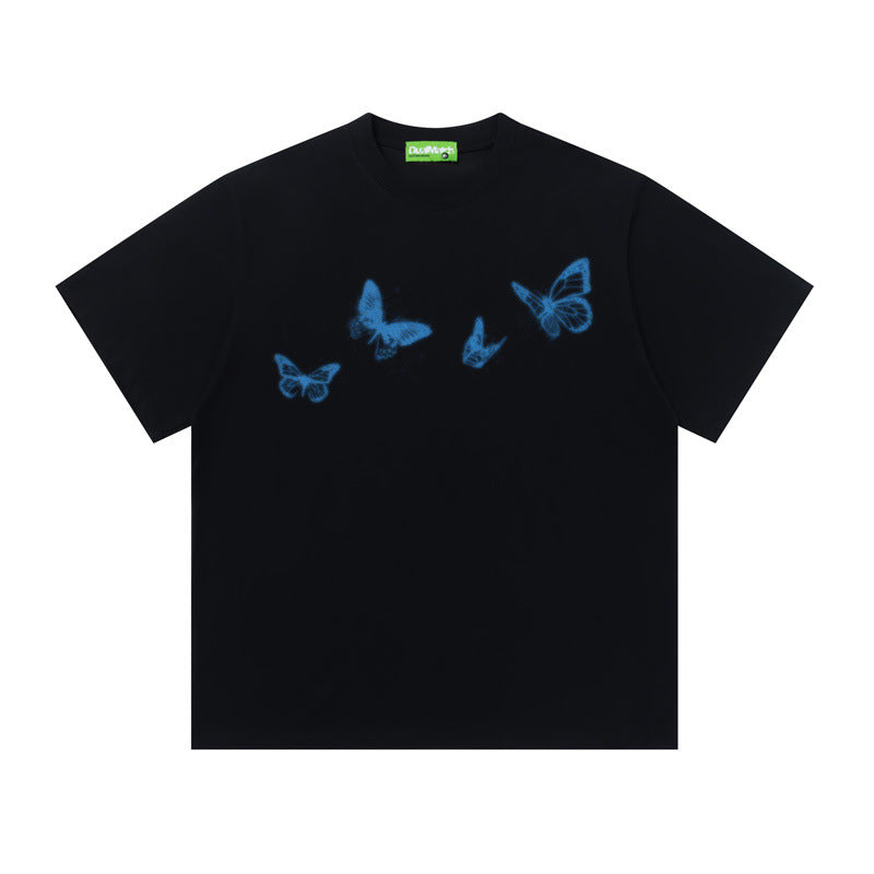 Hip Hop Shirts For Boys Butterfly Print Loose Short Sleeve Solona Cleanfit T-Shirt