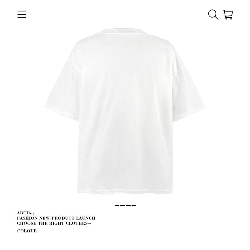 American vintage street T-shirt pure cotton men's and women's summer loose