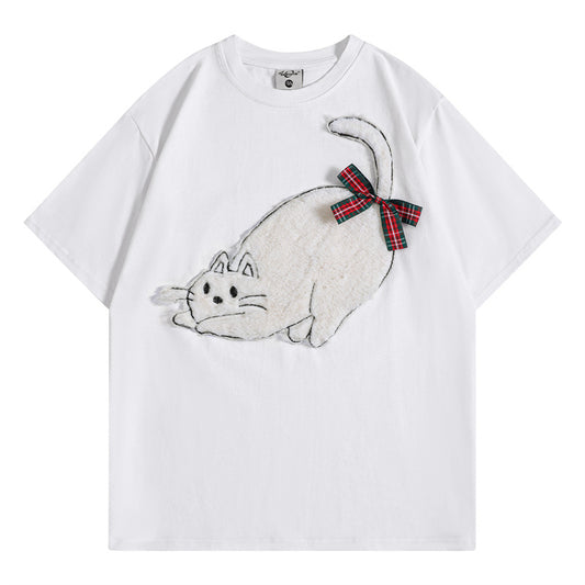 Camisetas streetwear Summer Vintage Pussy Casual Loose Short Sleeve T-Shirt