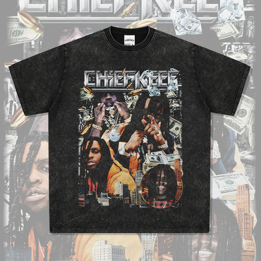 Cool t rapper Chief Kee, vintage vintage hip hop rap print short sleeve t-shirt