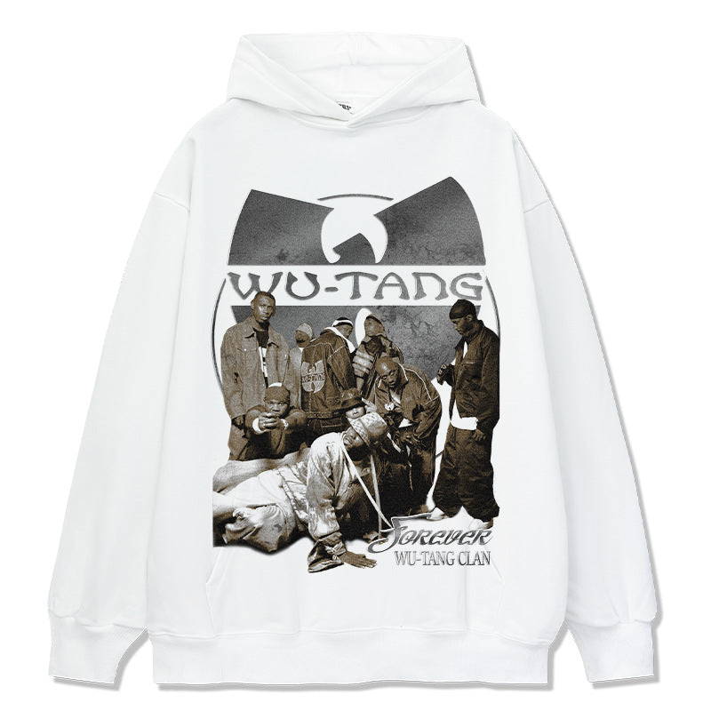 Marcas streetwear usa hip hop wu-tang print vintage hooded sweater