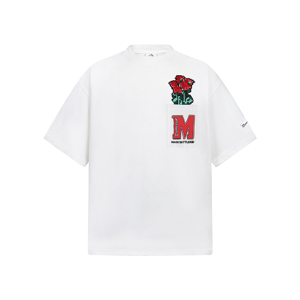 Hip hop shirt vintage summer embroidery short sleeve t-shirt