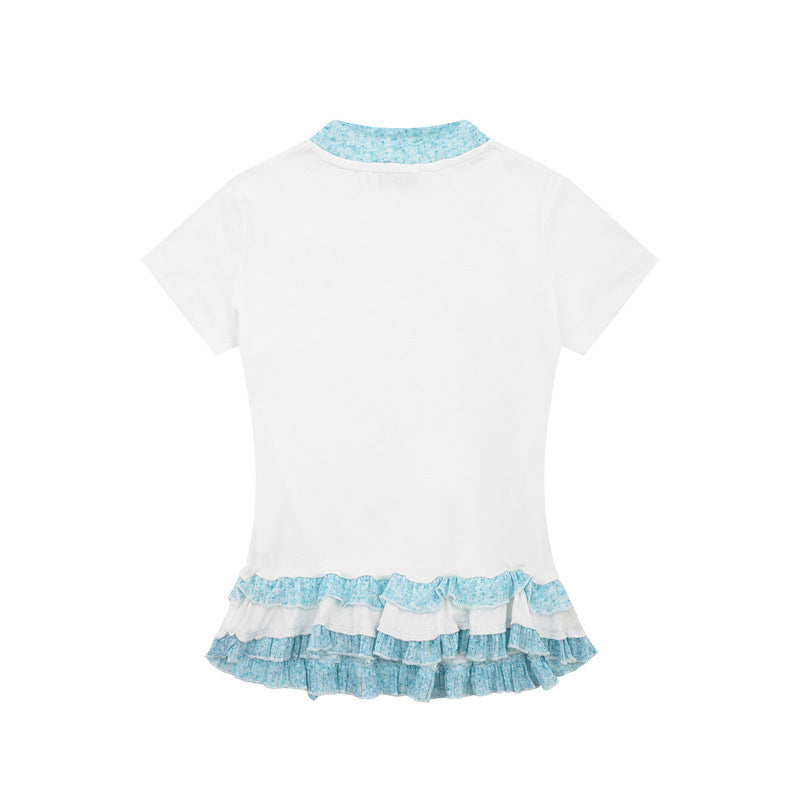 US drip outfits Summer Vintage Lace Casual Loose Short Sleeve T-Shirts