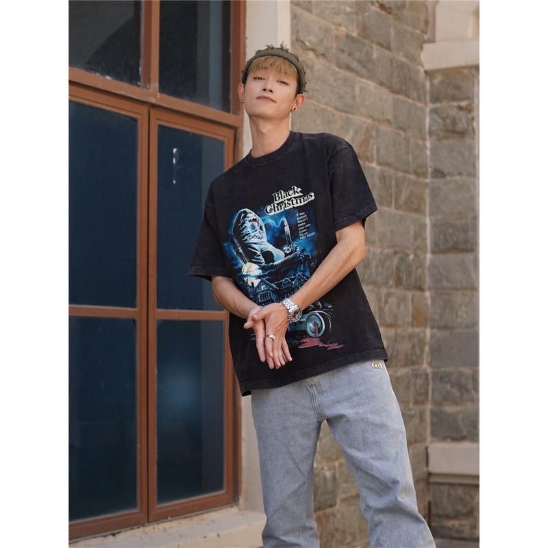 Film Star T Shirt Cotton Loose Nostalgic Short Sleeve American Retro Trendy T-shirt