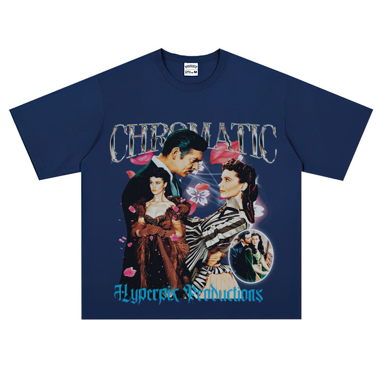 Film Star T Shirt European and American Movies Gone with the World Loose T-shirt Men and Women