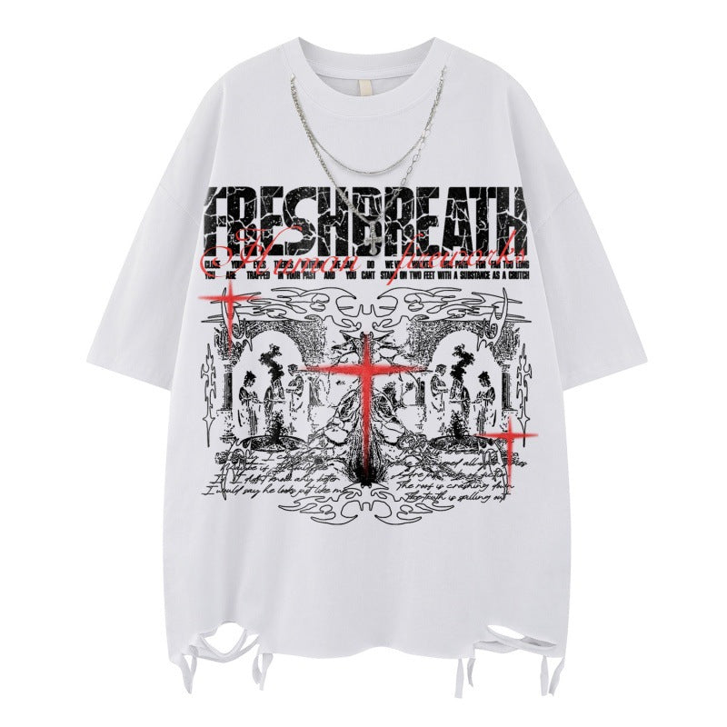 US drip outfits Summer Vintage Casual Loose Short Sleeve T-Shirts