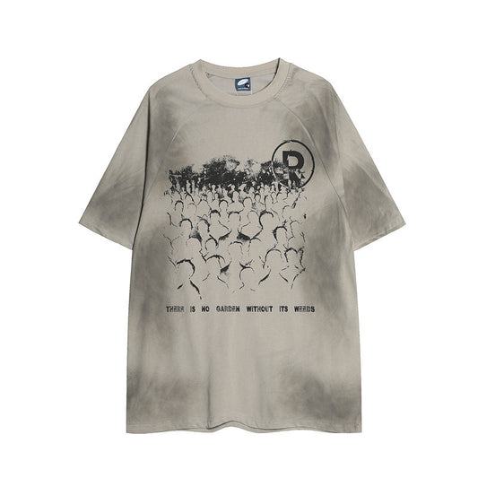 US drip outfits summer vintage do old loose short sleeve T-Shirts