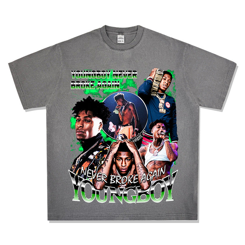 Streetwear Masculino Retro Hip Hop Young Boy Print Short Sleeve T-Shirt