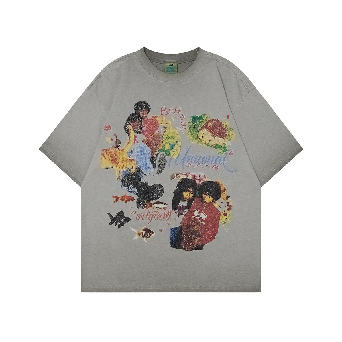 90s West Coast Hip Hop Fashion T Shirts Retro Old Oil Painting Print Half Sleeve