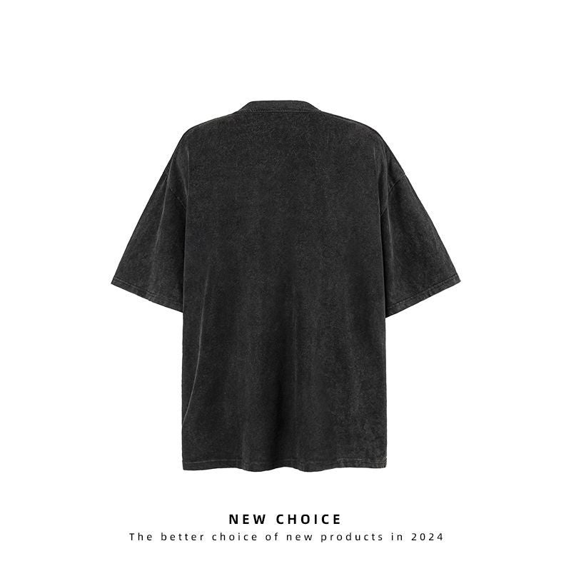American vintage street T-shirt retro men's loose half-sleeved shirt
