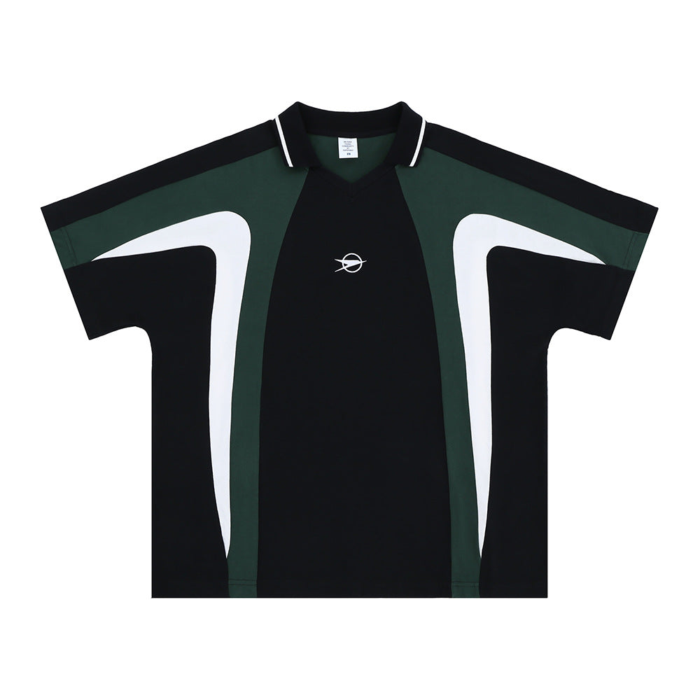 Vic Streetwear Summer Vintage V-Neck Lapel Short Sleeve T-Shirt