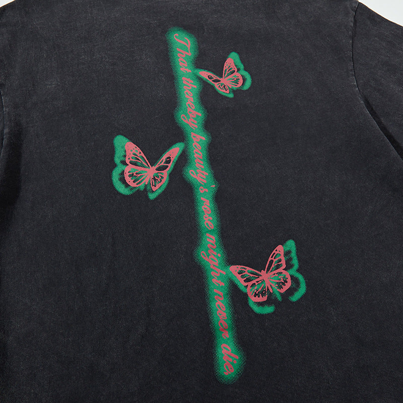 Nyc T Shirt Butterfly Crew Neck Short Sleeve T-Shirt Summer Loose Casual Top