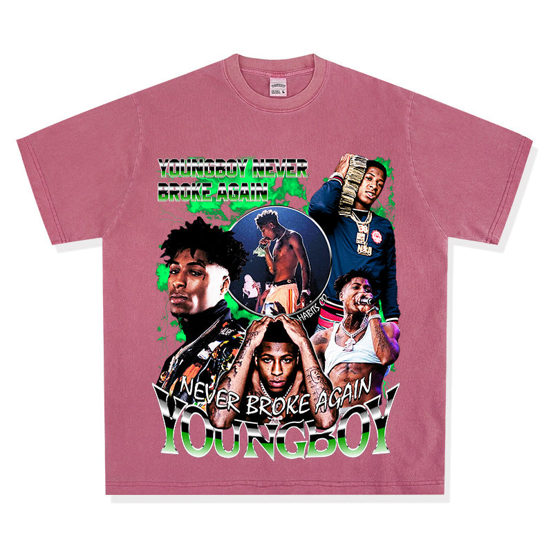 Streetwear Masculino Retro Hip Hop Young Boy Print Short Sleeve T-Shirt