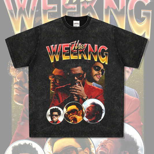 Cool t rapper vintage Weeknd print short sleeve hip hop loose t-shirt