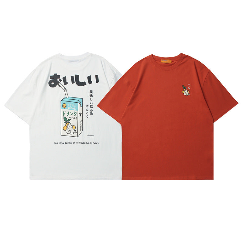 Vice streetwear Vintage Alphabet Print T-Shirt Summer Crew Neck Loose Short Sleeve T-Shirts