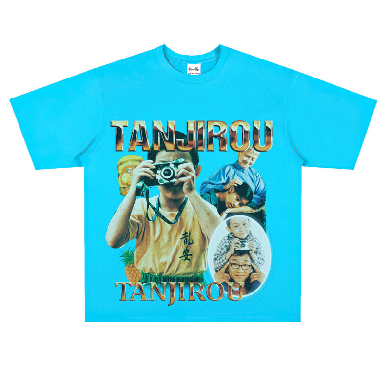 Film Star T Shirt American Retro Street Cotton T-shirt Men and Women