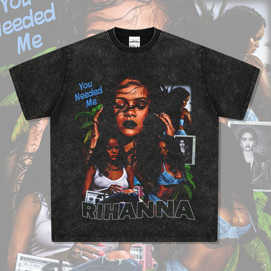 Cool t rapper hip hop rap Rihanna vintage print short sleeve top
