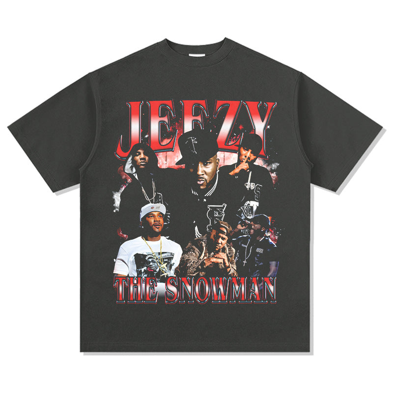 Outfit streetwear vintage hip hop Jeezy print short sleeve t-shirt