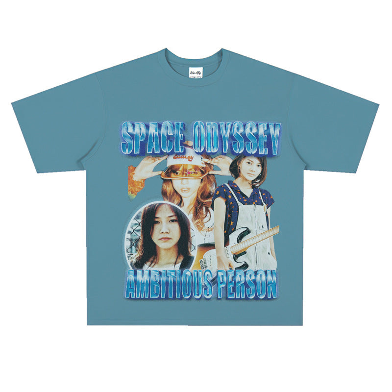 Film Star T Shirt Loose Heavy Retro Street T-shirt Men and Women