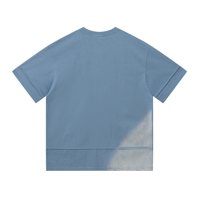 US drip outfits summer retro gradual change casual loose short sleeve T-Shirts