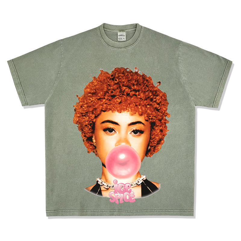 Streetwear masculino hip hop rap Ice Spice print long sleeve short sleeve t-shirt