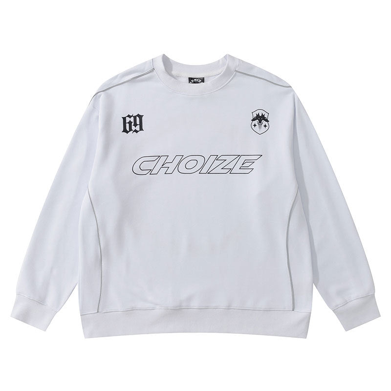 Marcas De Streetwear Reflective Strip Crew Neck Oversize Long Sleeve Top