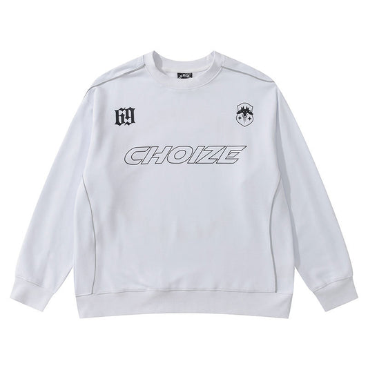 Marcas De Streetwear Reflective Strip Crew Neck Oversize Long Sleeve Top