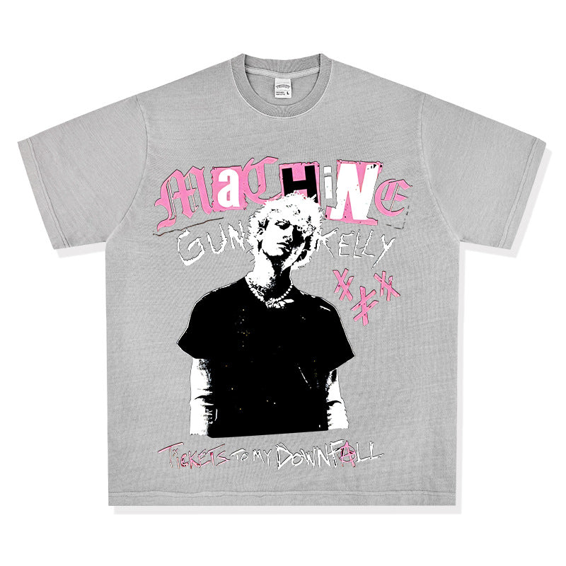 Cool t rapper vintage hip hop mgk print short sleeve t-shirt