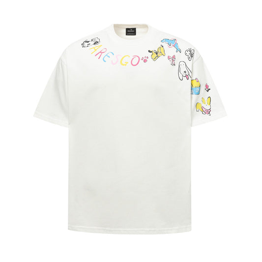 Hip Hop Shirts For Boys Vintage Letter Necklace 3D Printed Short Sleeve T-Shirt Oversize Loose Top