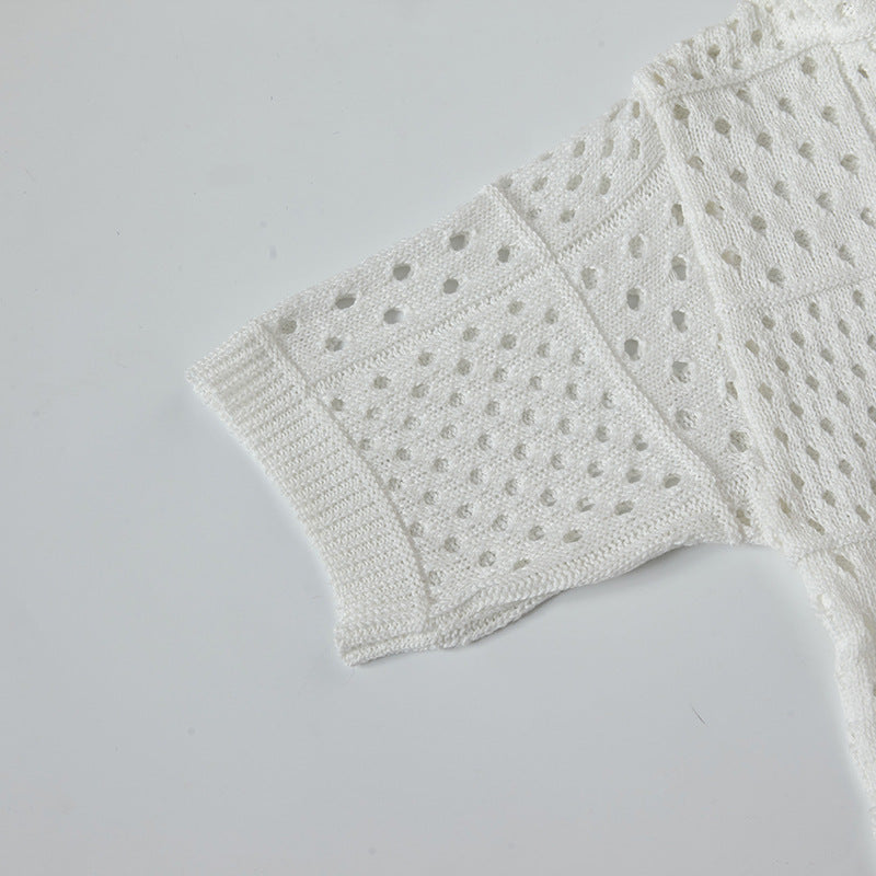 Nyc 1990 Shirt Vintage Lapel Hollow Sweater Knitted Sweater Jacket