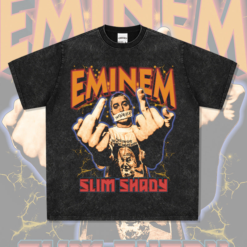 New york hip hop shop vintage hip hop Eminem print short sleeve t-shirt