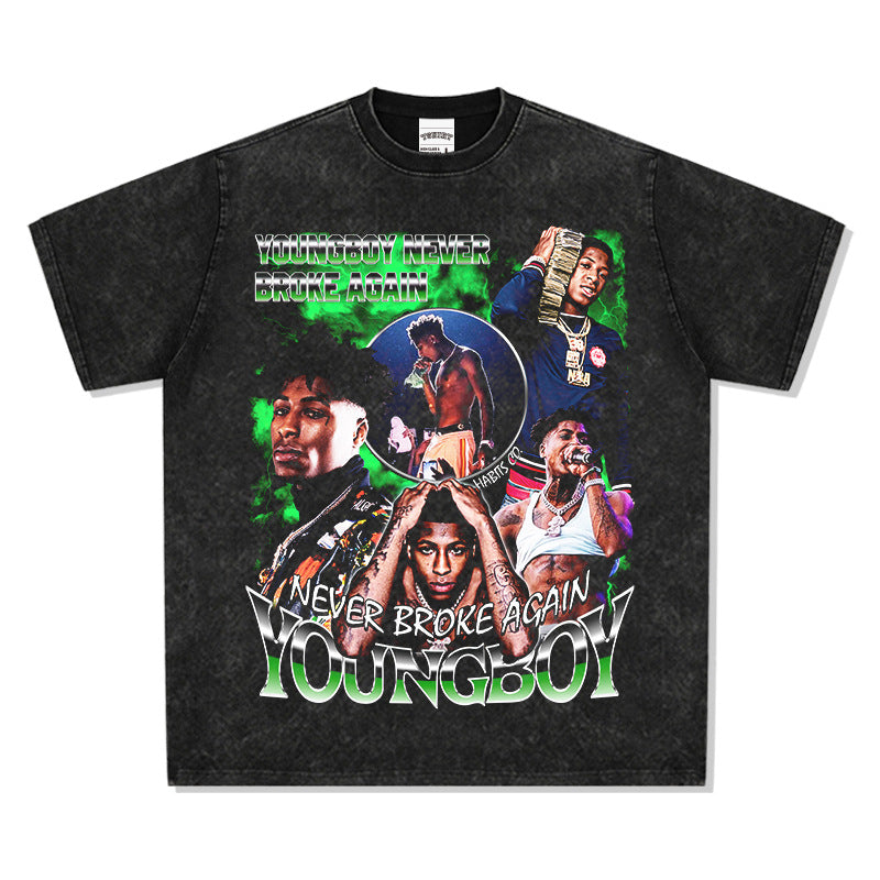 Streetwear Masculino Retro Hip Hop Young Boy Print Short Sleeve T-Shirt