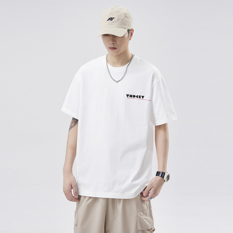 Men T-shirts Spring Summer Loose Print White Short Sleeves