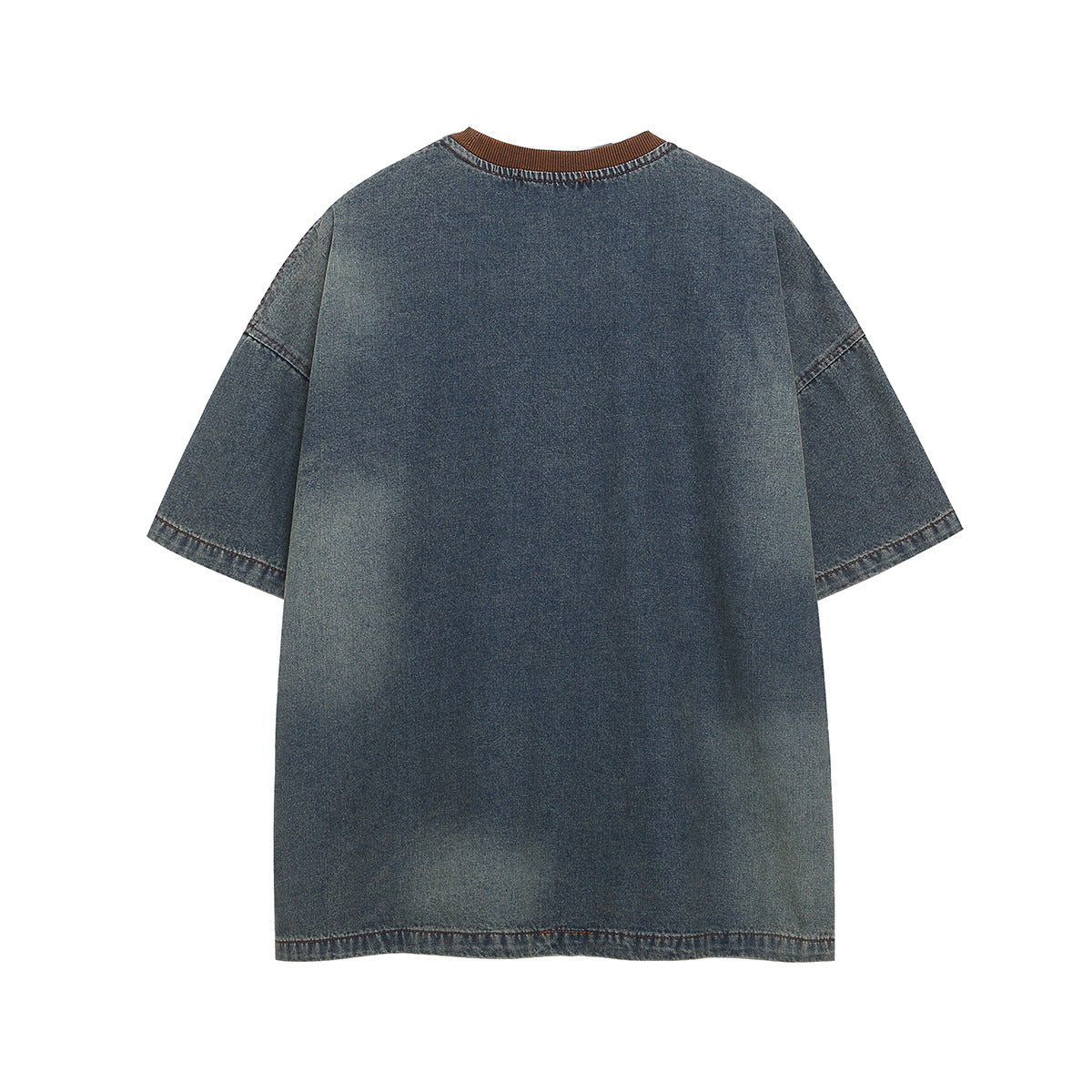Vestimenta De Los 90 Summer T-Shirt Vintage Embroidered Washed Denim Short Sleeve T-Shirt