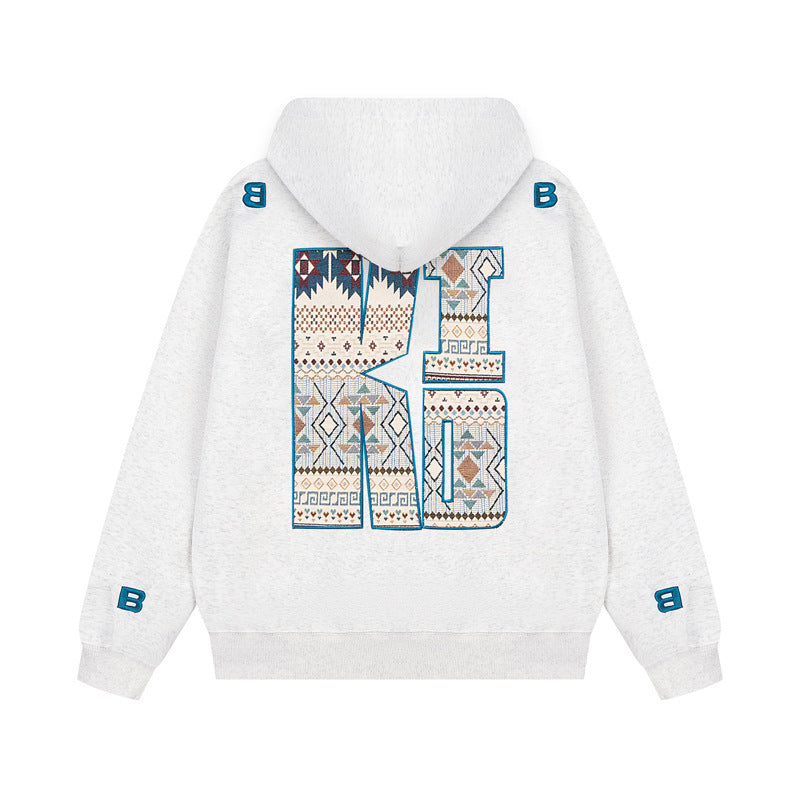 Streetwear Hoodie Embroidered Hooded Sweater Loose Hoodie Jacket